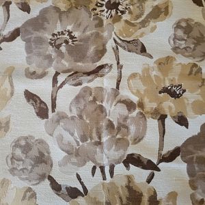 Home Decor Upholstery Weight Fabric  Poppy Print Tan Set of 2 Size 27 Inches